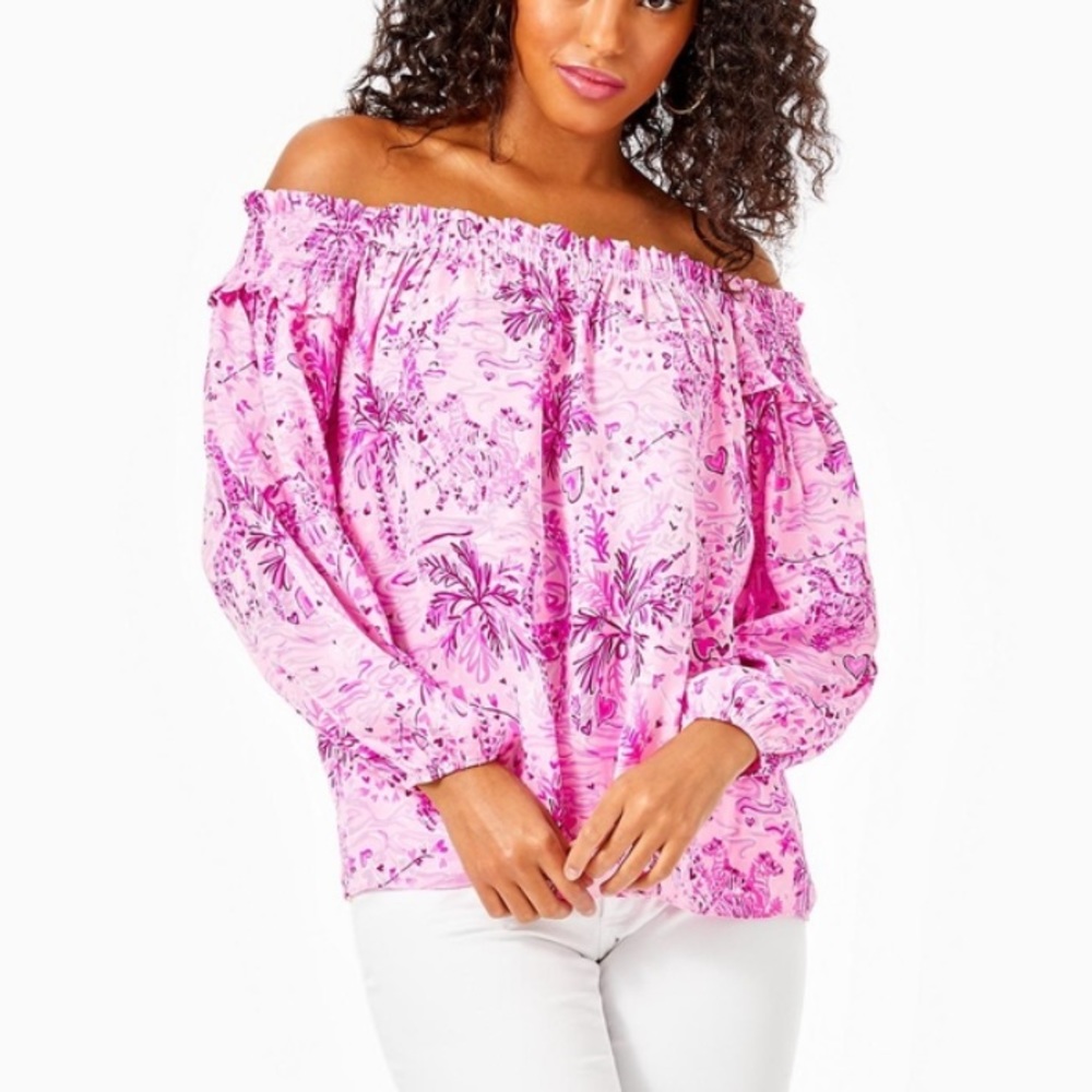 New Lilly Pulitzer Blanche off shoulder top